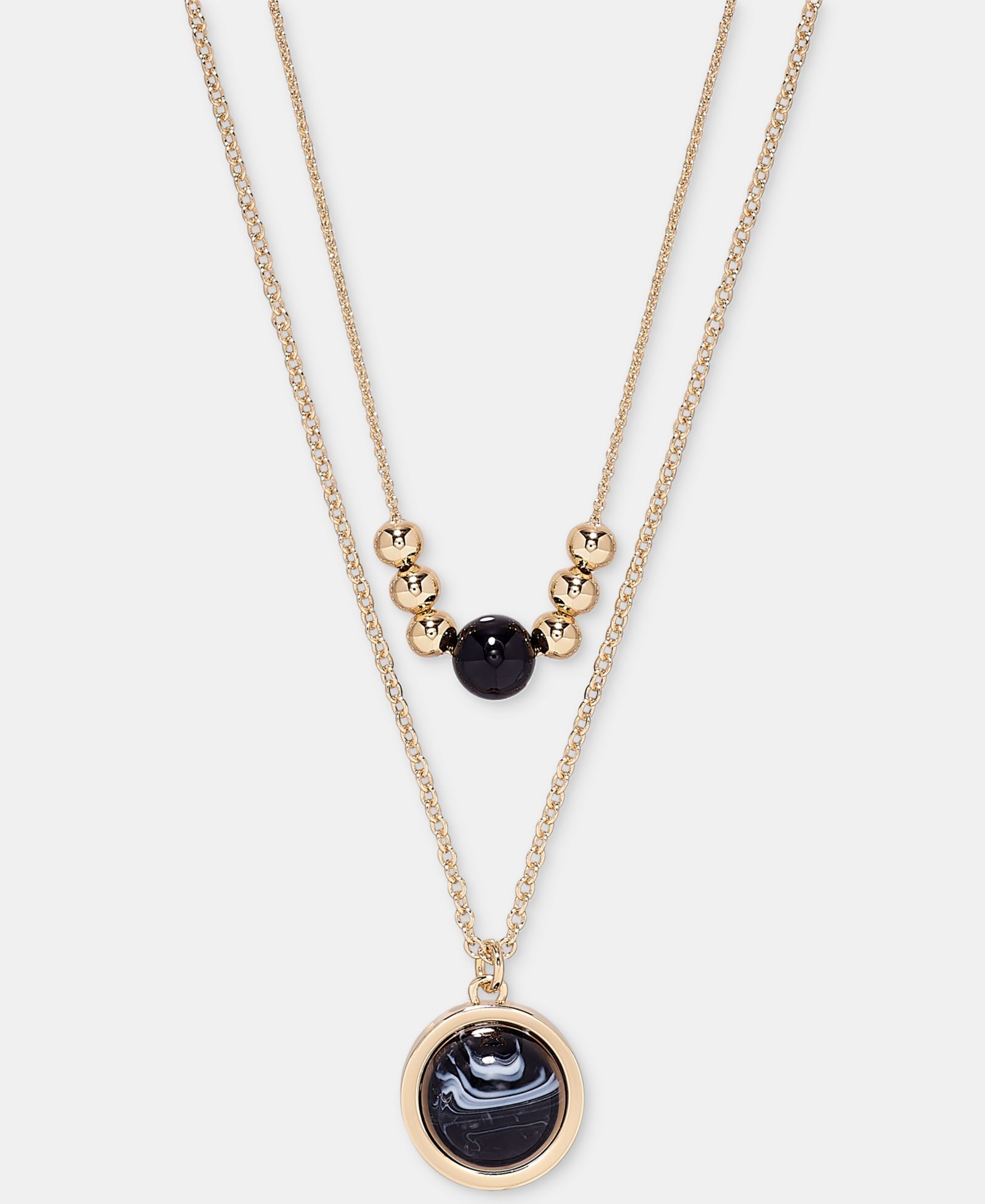 DKNY Jet Two Row Cabachon Pendant Necklace