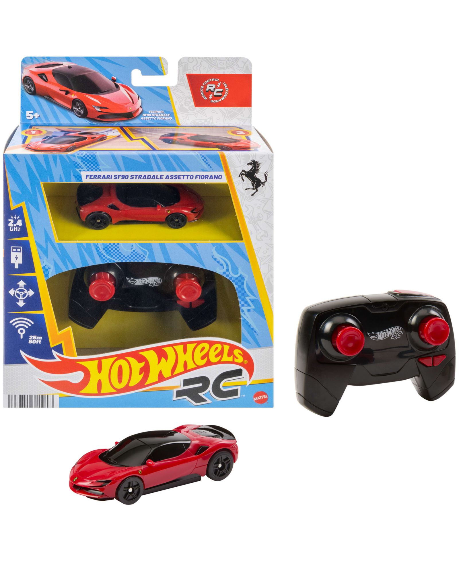 Hot Wheels 1:64 Scale Ferrari SF90 Stradale Assetto Fiorano Remote Control Battery-Powered Toy Race Car