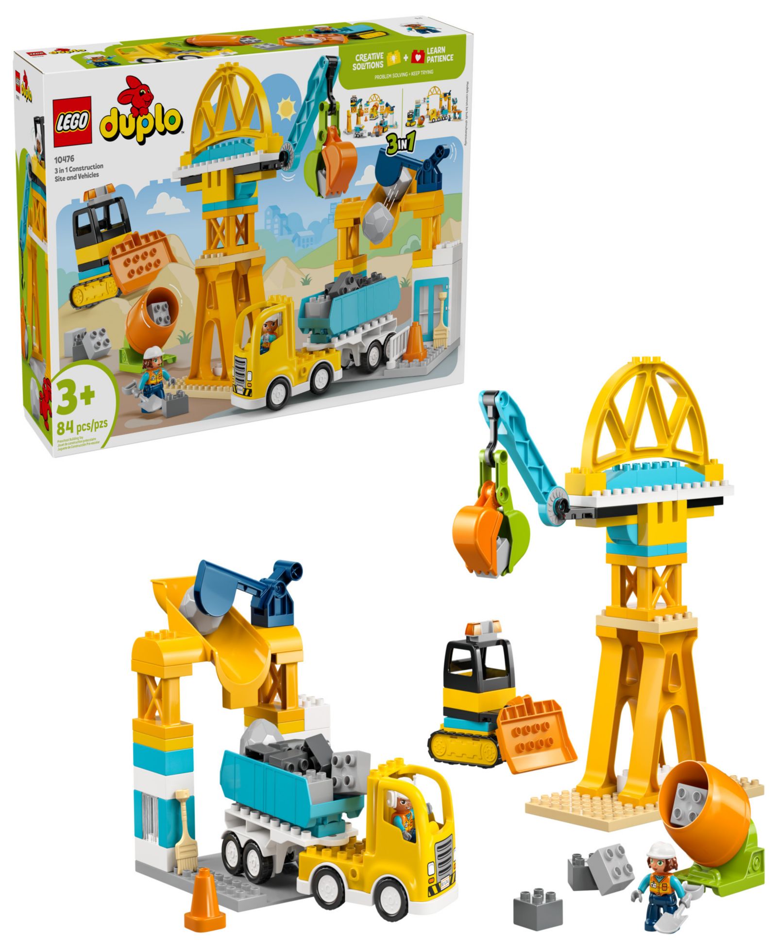 Игрушка LEGO® DUPLO Town 3 in 1 Строительная площадка и транспорт 10476, 84 детали