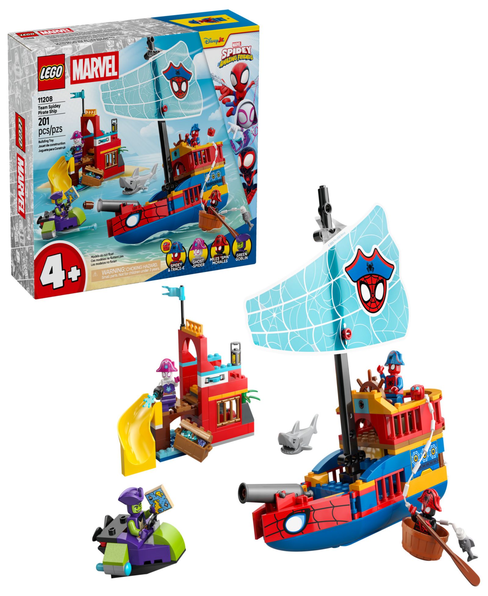 Конструктор LEGO® Marvel Spidey And His Amazing Friends Team Spidey Pirate Ship 11208, 201 деталей