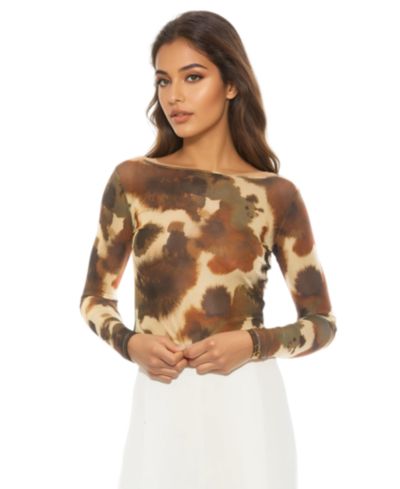 Alexia Admor Женский топ Alexia Admor Opal Boatneck Sheer Mesh
