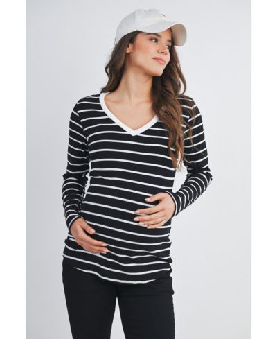 Женский топ Hello Miz Maternity Striped V Neck Long Sleeve