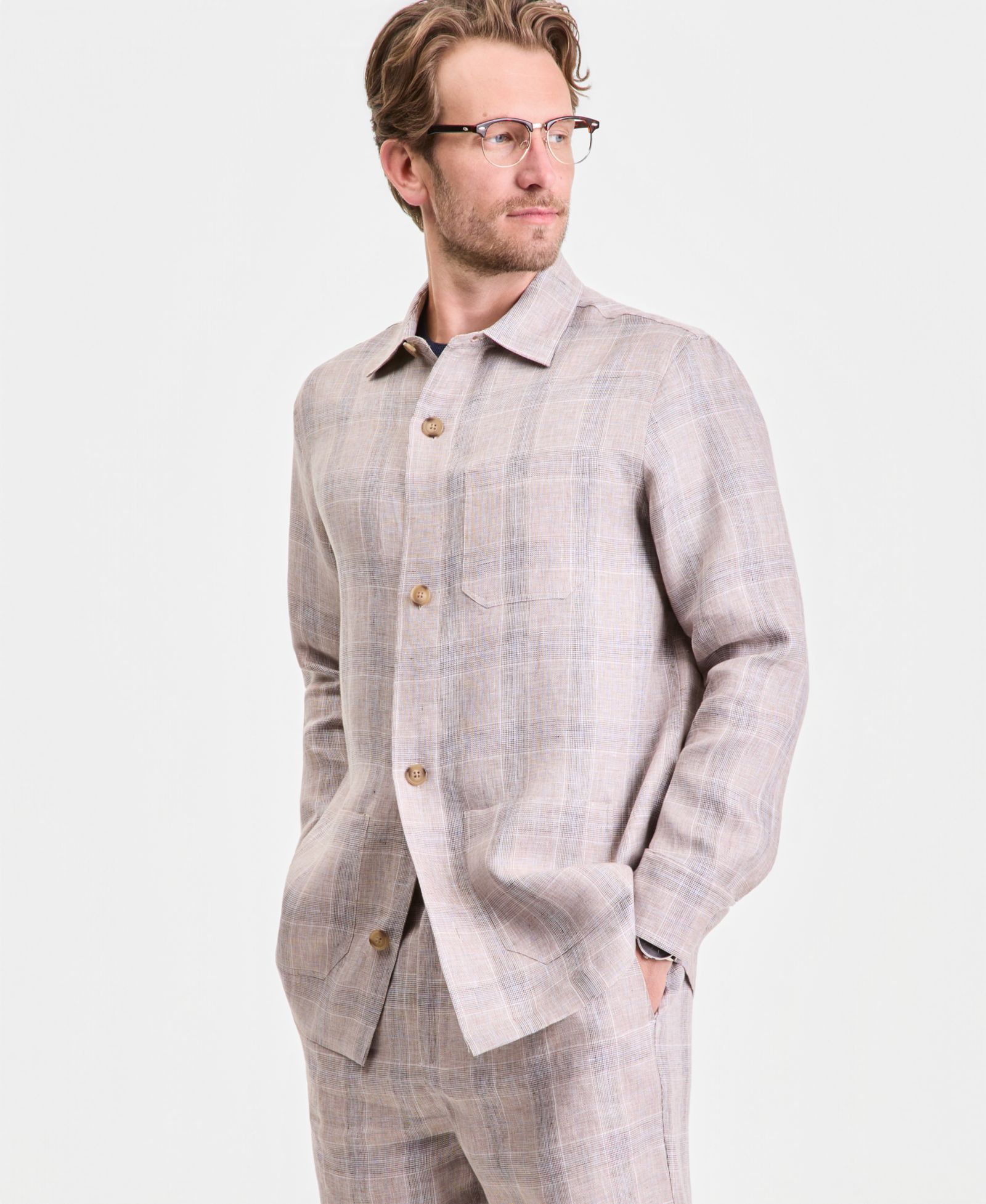 Мужская рубашка Club Room Dash Plaid Linen Overshirt