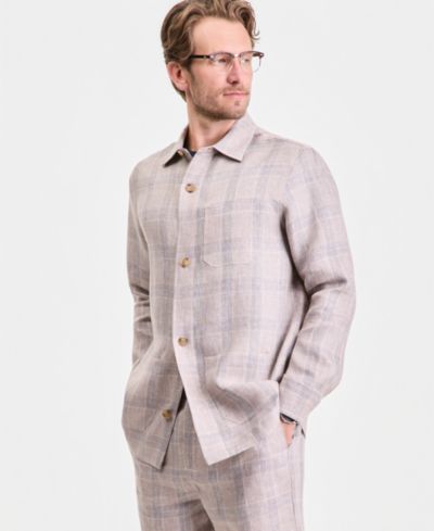 Мужская рубашка Club Room Dash Plaid Linen Overshirt