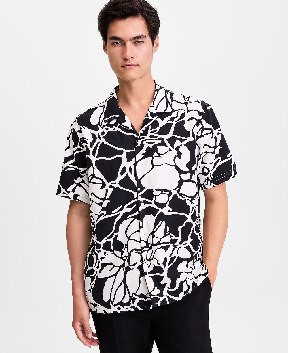 Alfani Мужская Short-Sleeve Paperweight Floral Shirt