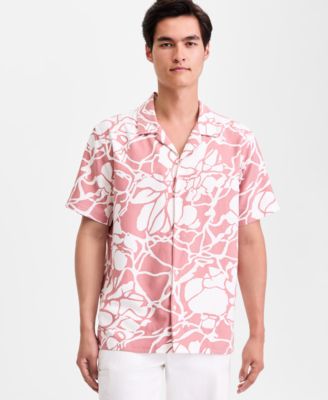 Alfani Мужская Short-Sleeve Paperweight Floral Shirt