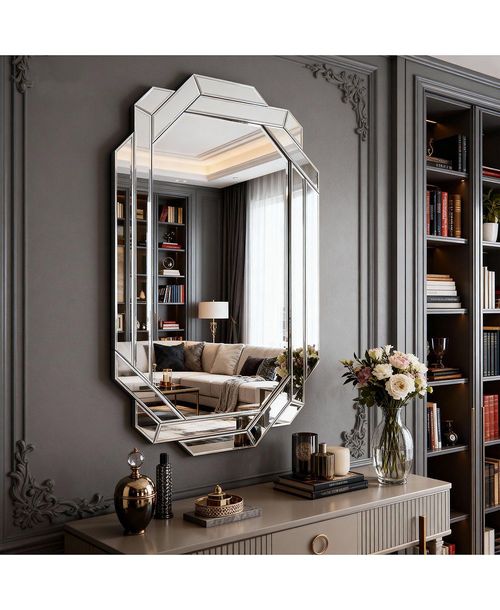 BUSDAYS Large Wall Mirror for Decor, Horizontal or Vertical Frameless Beveled Edge Mirror (35.8''x 23.8'')