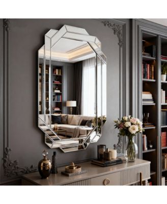 BUSDAYS Large Wall Mirror for Decor, Horizontal or Vertical Frameless Beveled Edge Mirror (35.8''x 23.8'')