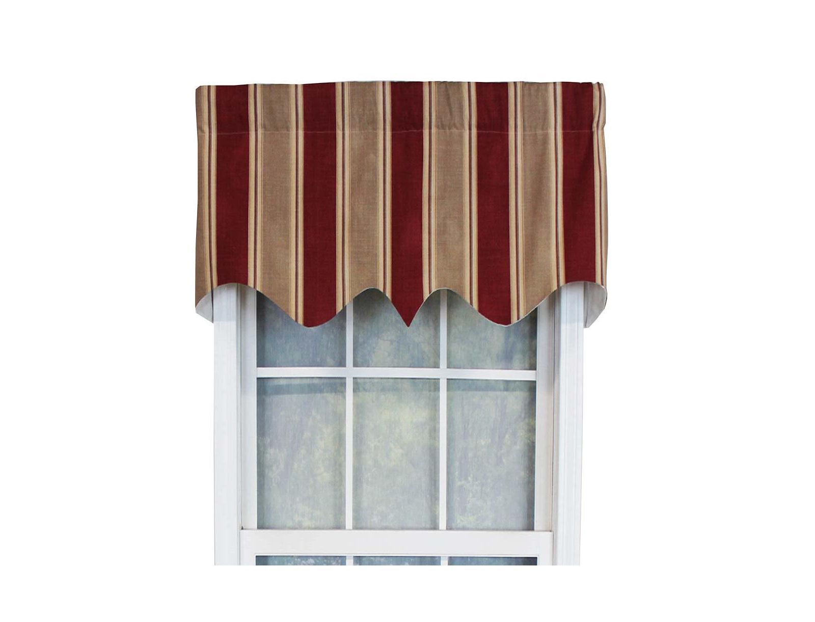 Занавеска RLF Home Bodega Stripe, 3″ Rod Pocket, 50″ x 17″, Mauve Red