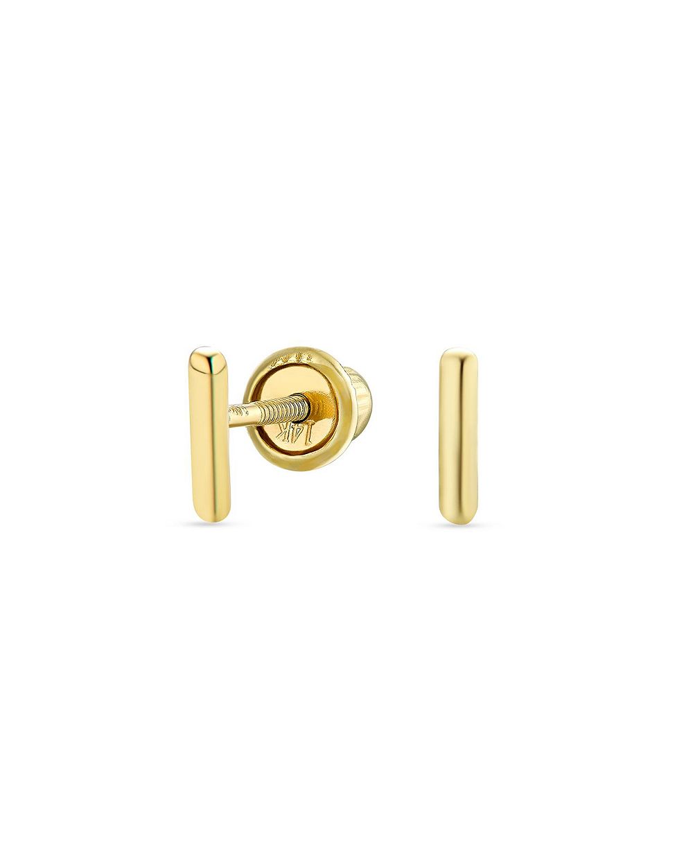 Bling Jewelry ABC Tiny 14K Gold Block Alphabet Letter M Initial Stud Earrings Screw-Back