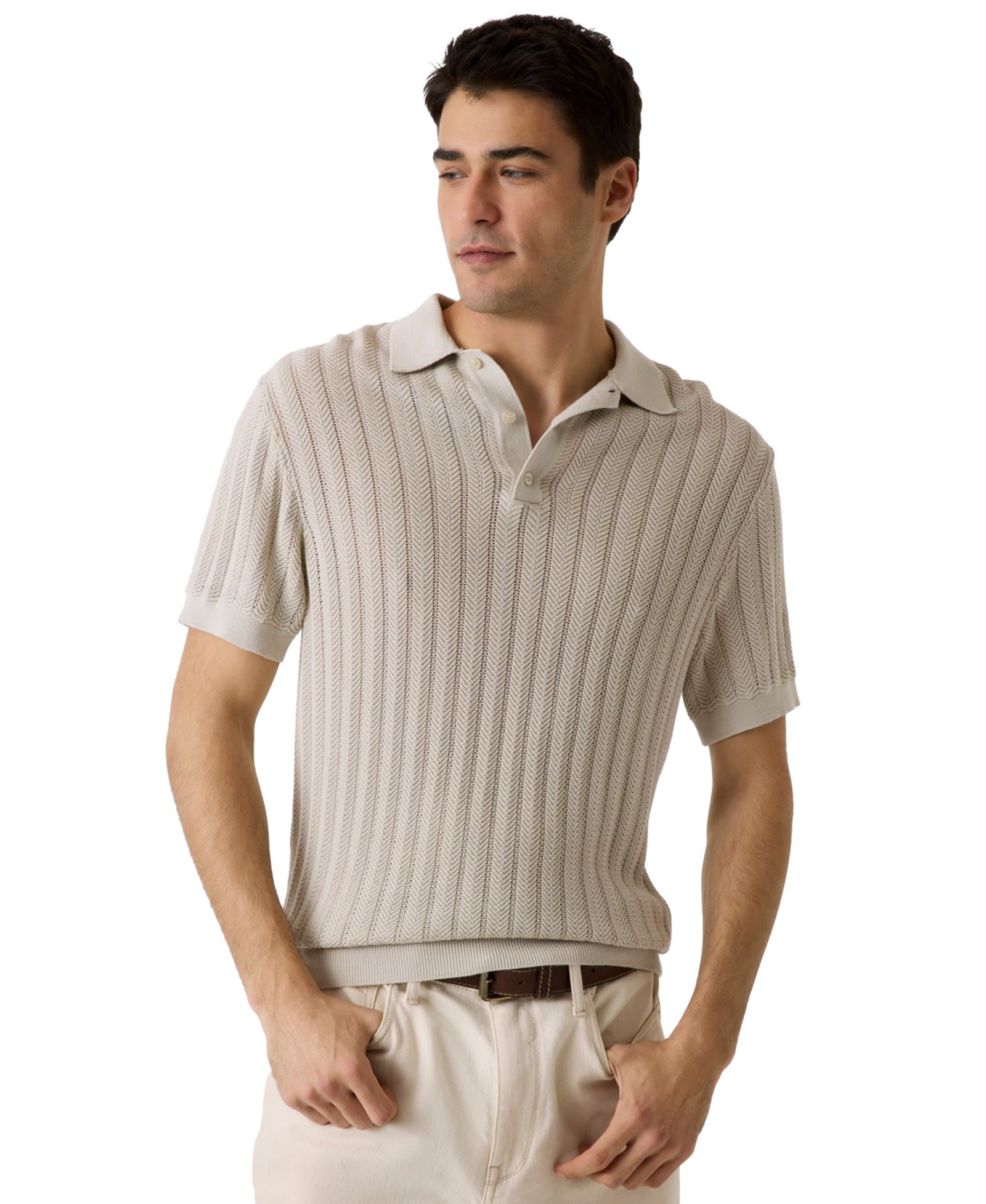 Поло-свитер GUESS Men's Lonny Herringbone Regular-Fit