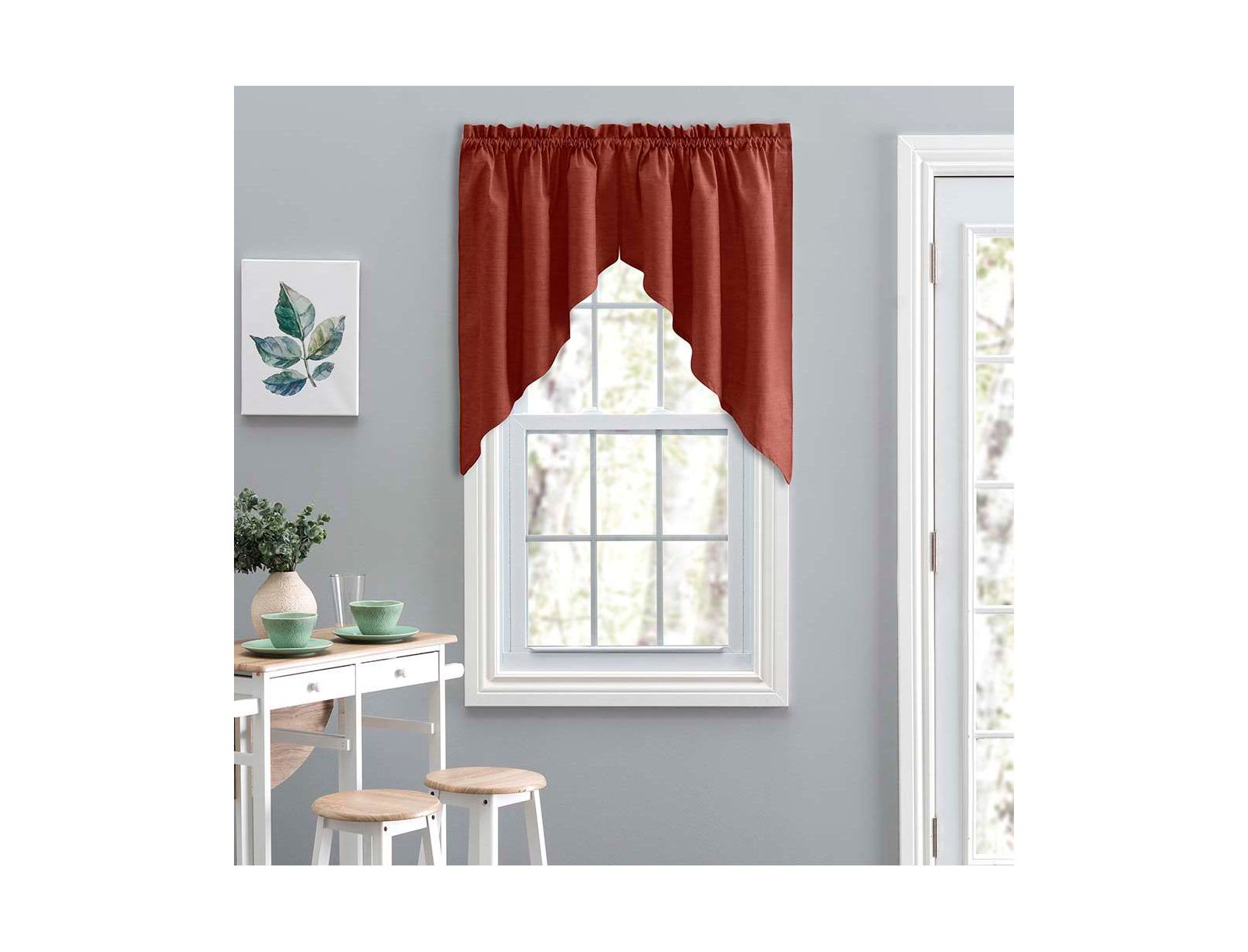 Ellis Curtain Ellis Window Treatment Solid Color Poly Cotton Duck Fabric Tailored Swag 56"x36"