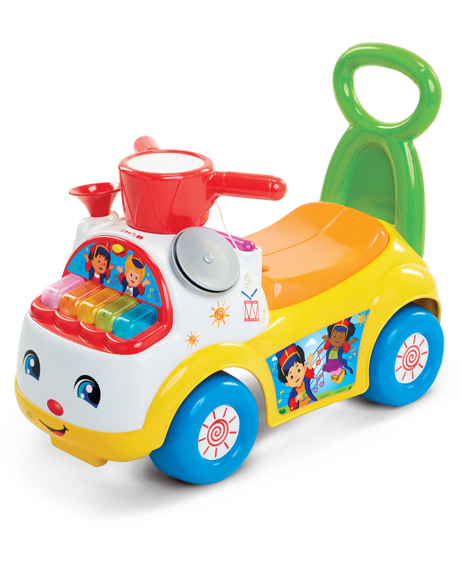 Fisher Price Music Parade Ride-On with Light-Up Keyboard, Push Handle & Extra-Wide Wheels, Ages 1-3