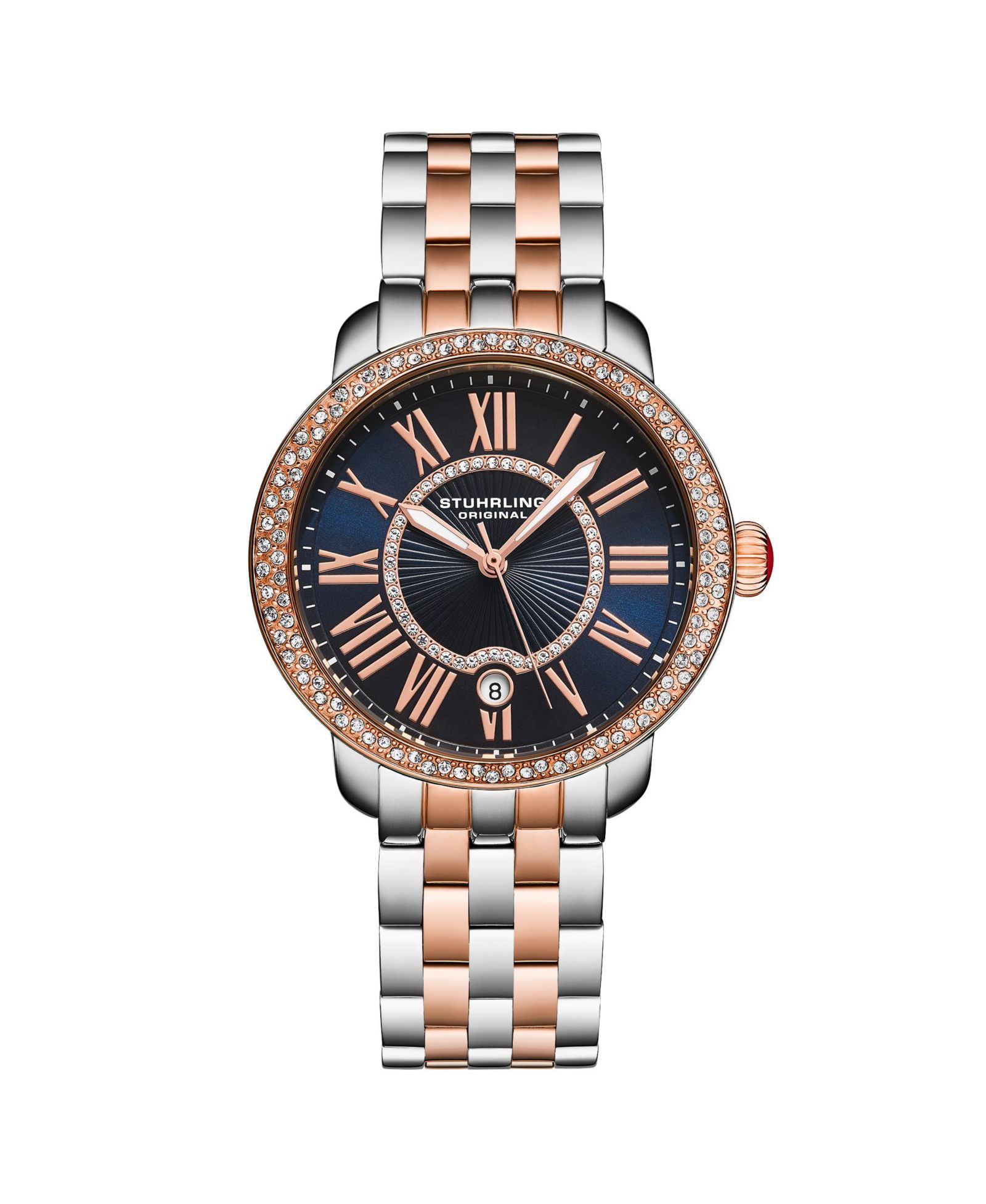 Часы Stuhrling Celestia 4080 Women’s Quartz 38mm с Swarovski Crystal Bezel, Roman Numeral Sunray Dial & Stainless Steel Bracelet