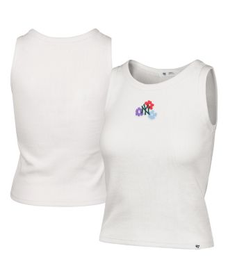 '47 Brand Women's Cream New York Yankees Floral Logo Ribbed Baby Tank Top
