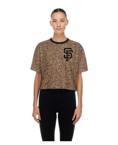 New Era Women's Brown San Francisco Giants Leopard Boxy Cropped T-Shirt