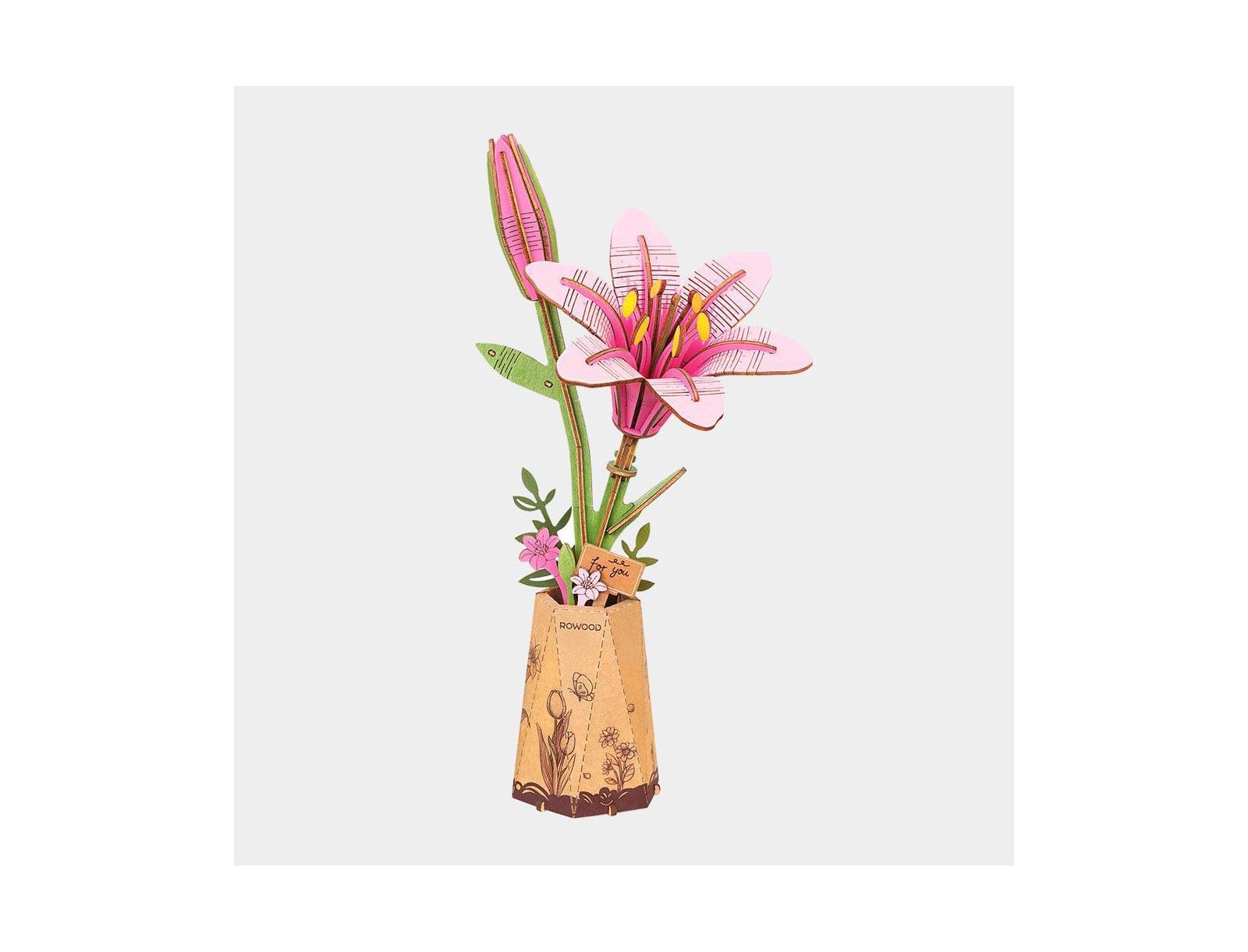 3D деревянный пазл Flash Popup Pink Lily, 73 детали