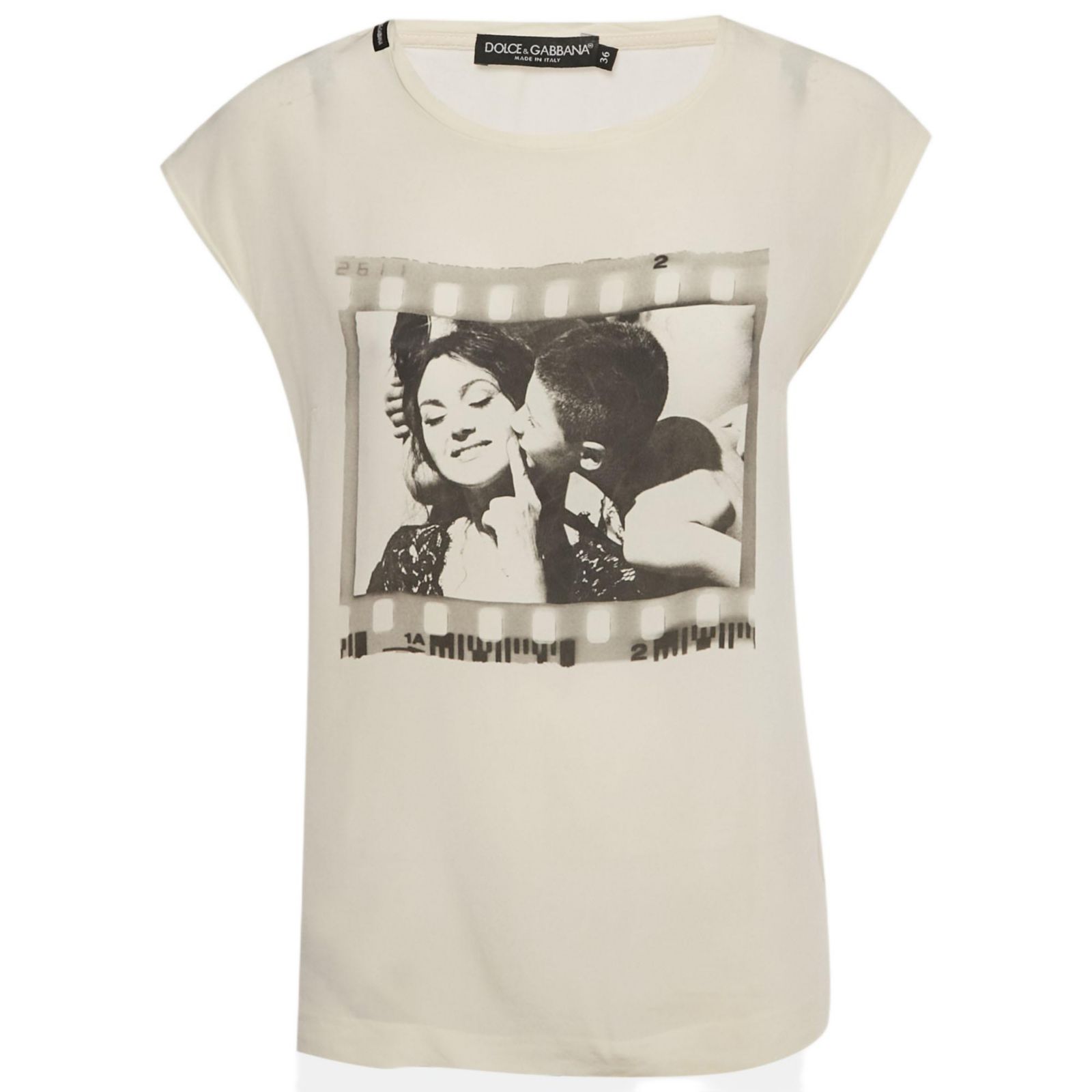 Женский шелковый топ Dolce & Gabbana Cream Printed Sleeveless, б/у