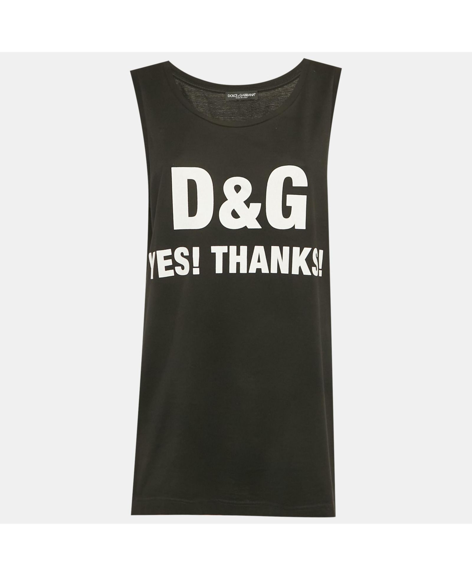 Женский трикотажный топ Dolce & Gabbana с принтом-слоганом, черный, б/у