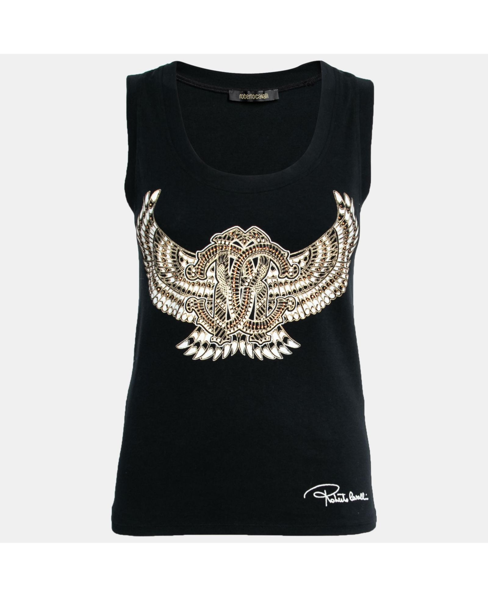 Женский топ Roberto Cavalli Black Stretch Cotton Printed