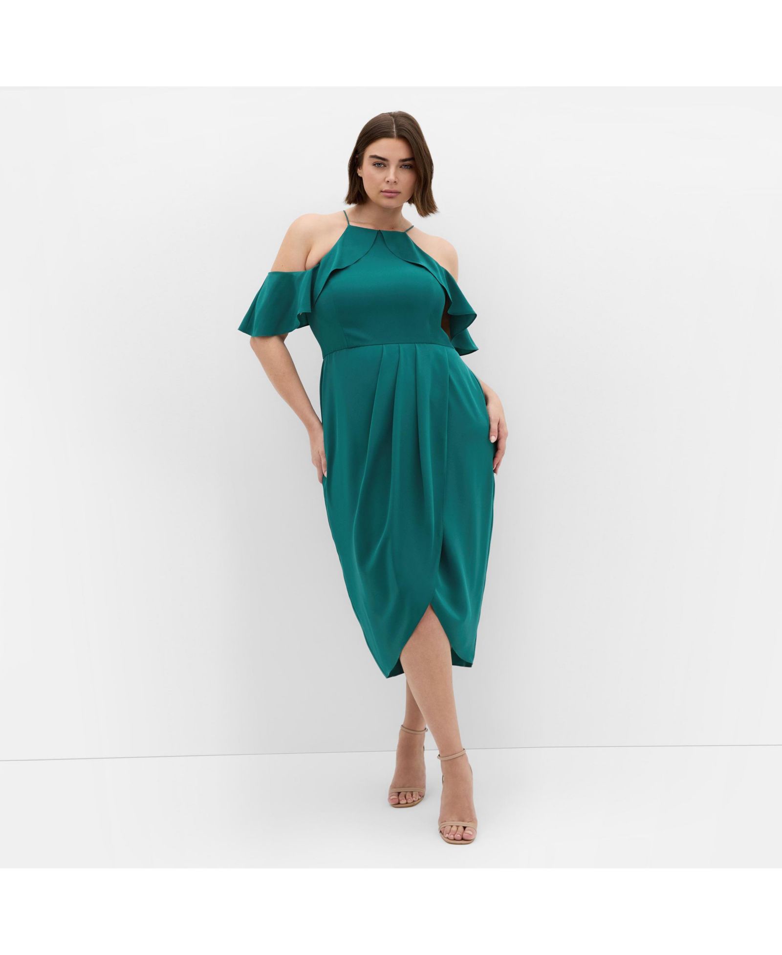 City Chic Женское платье Plus Size Love Siren с оборками на плечах