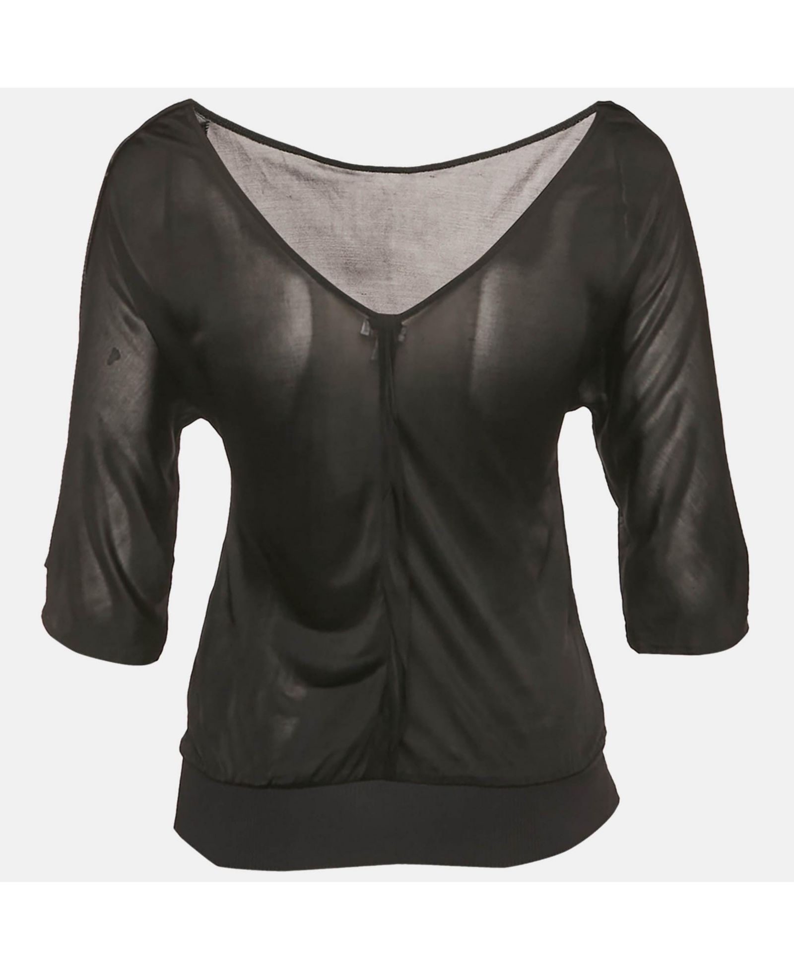 Pre-Owned Versace Women's Jeans Couture Black Jersey V-Neck Top