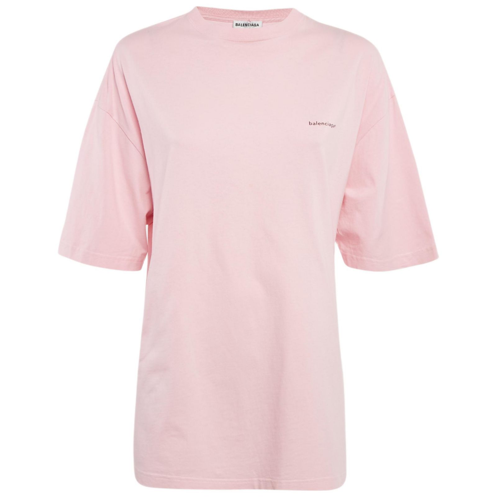 Pre-Owned Balenciaga Women's Pink Logo Print Cotton Oversized T-Shirt