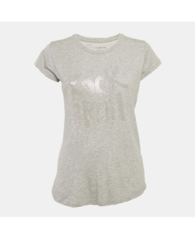 Pre-Owned Zadig & Voltaire Женский облегающий топ из джерси серого цвета с пайетками