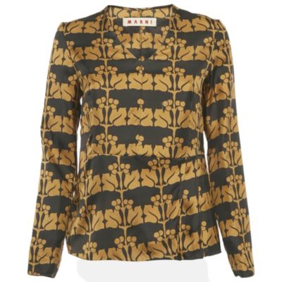 Женский топ Pre-Owned Marni Women's Brown Printed Silk Top