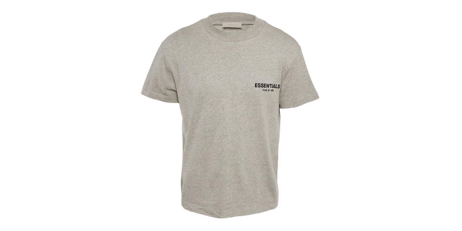 Pre-Owned Fear Of God Men's Essentials Dark Grey Cotton Knit Crewneck T-Shirt