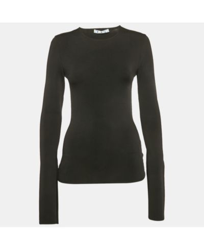 Pre-Owned Off-White Women's Black Rib Knit Back Open Fitted Top