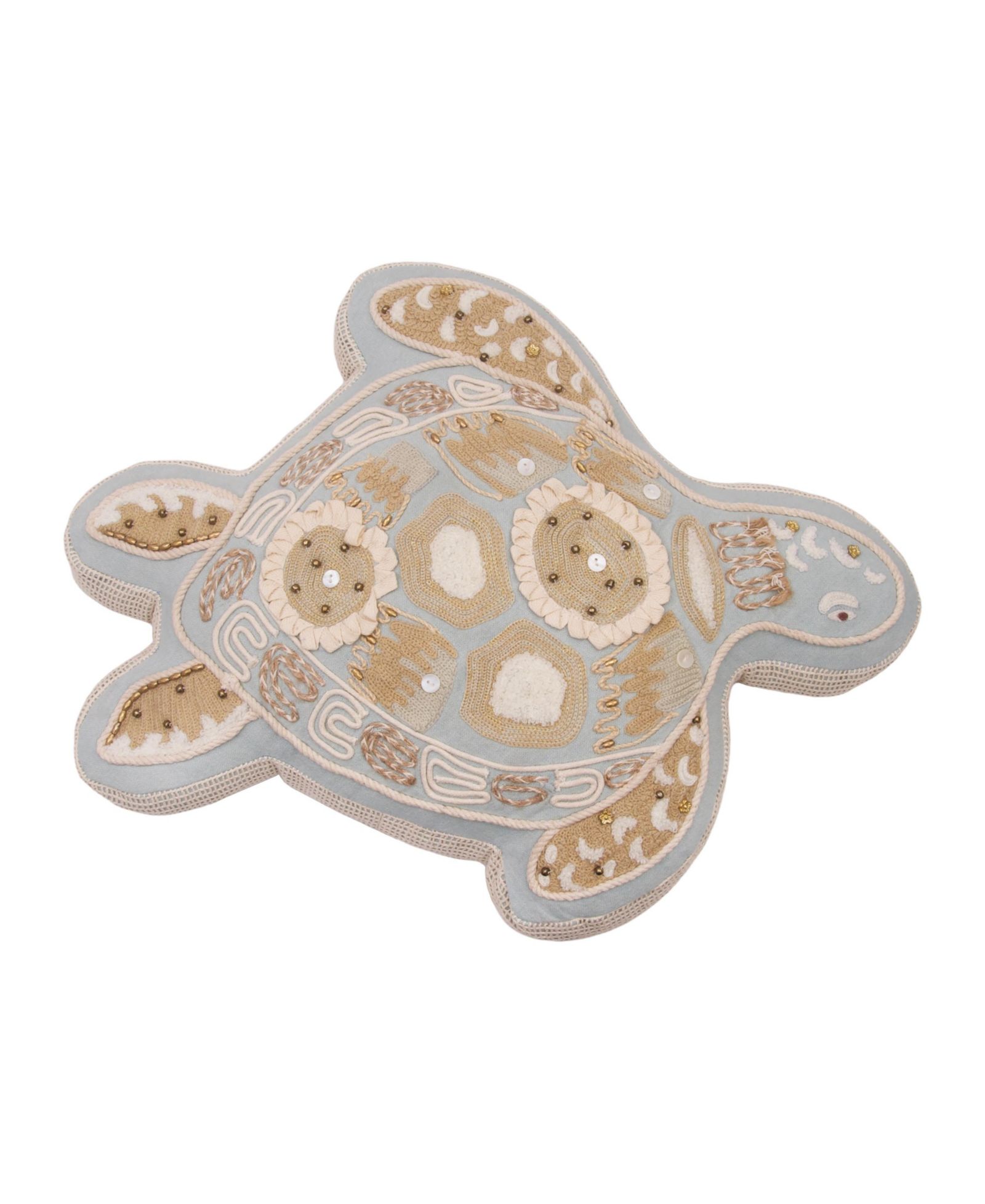 C&F Home Beaded Sea Turtle Coastal Embellished Accent Shaped Pillow