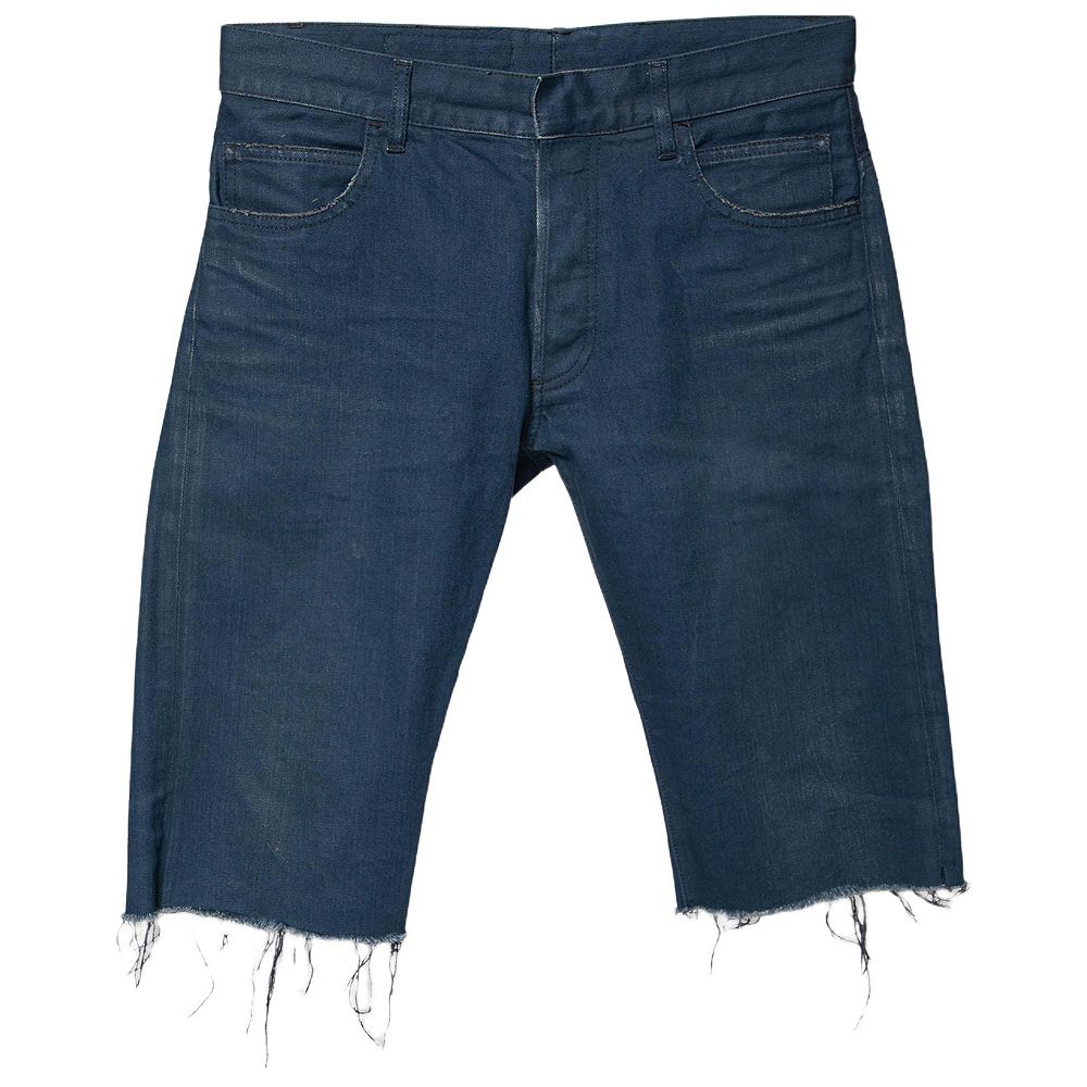 Pre-Owned Balmain Men's Blue Denim Frayed Edged Shorts