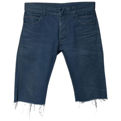 Pre-Owned Balmain Men's Blue Denim Frayed Edged Shorts