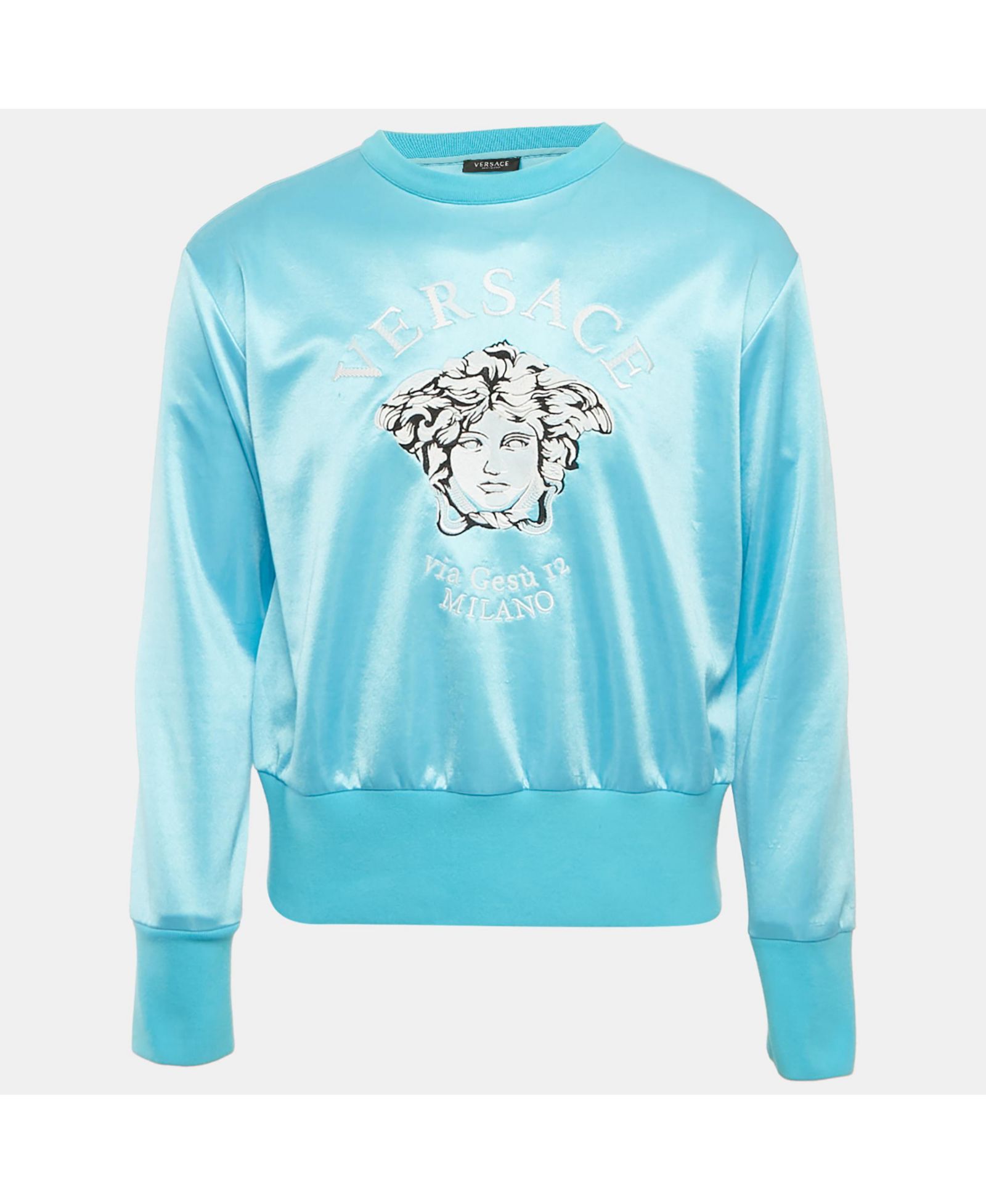 Мужской свитшот Pre-Owned Versace Blue Logo Embroidered Jersey