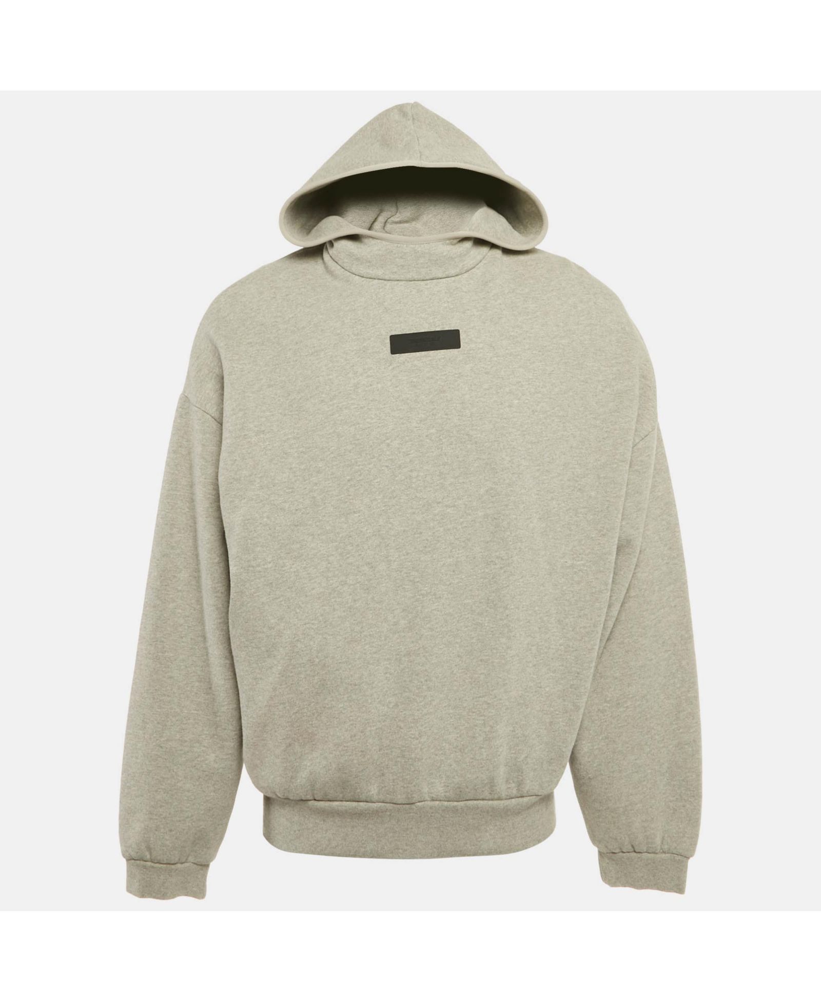 Pre-Owned Fear Of God Men's Pre-Owned Essentials Fear Of God Grey Logo Patch Cotton Hoodie