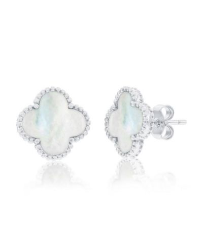 Серьги-гвоздики Simona Sterling Silver, Mother of Pearl Clover