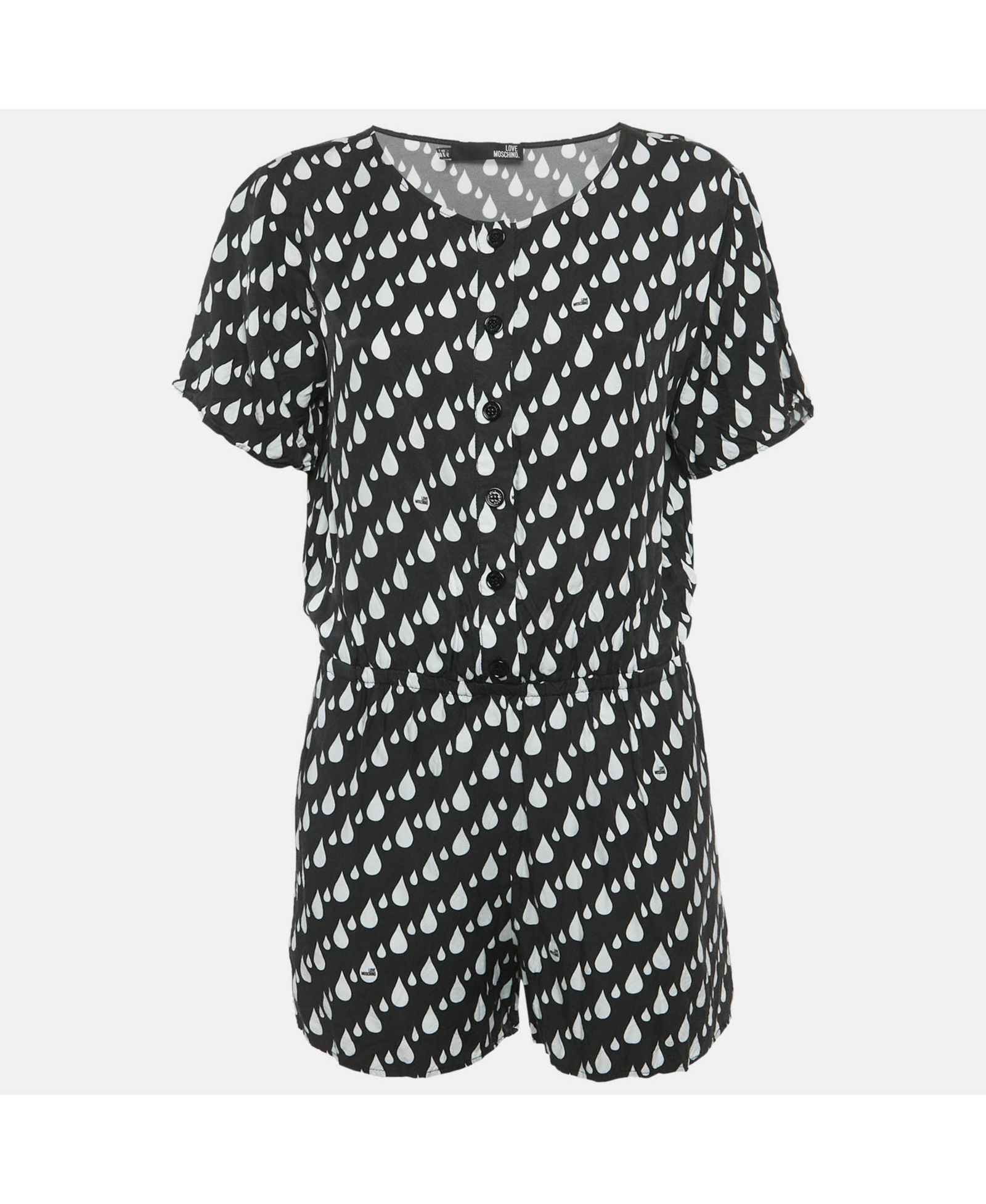 Pre-Owned Love Moschino Женский Black Drop Print Short Sleeved Playsuit