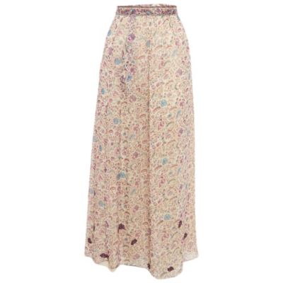 Pre-Owned Zadig & Voltaire Women's Purple Floral Printed Chiffon Embellished Detail Midi Skirt