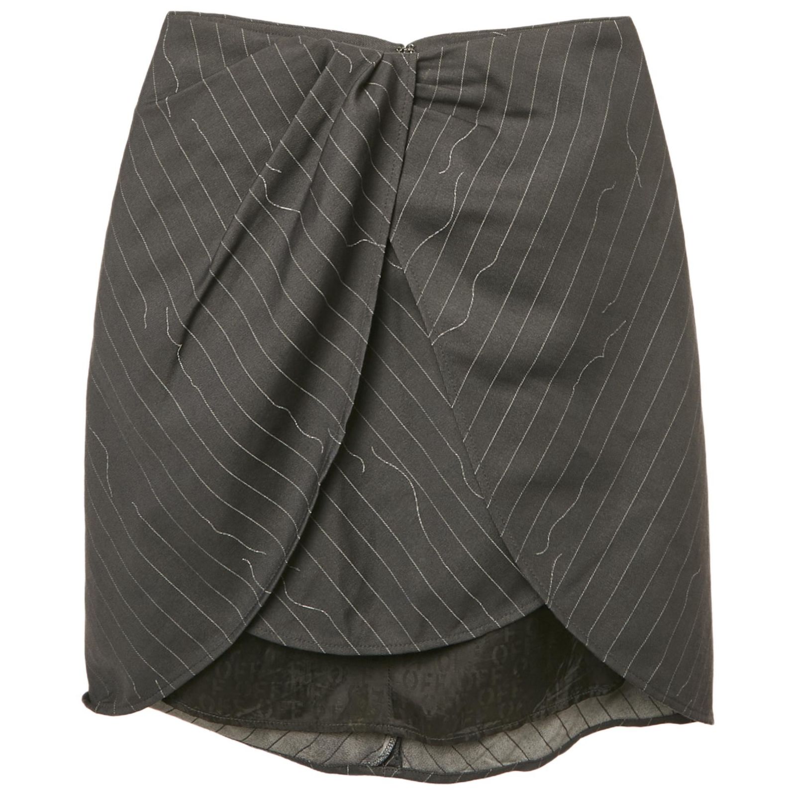 Pre-Owned Off-White Women's Grey Pinstripe Layered Mini Skirt