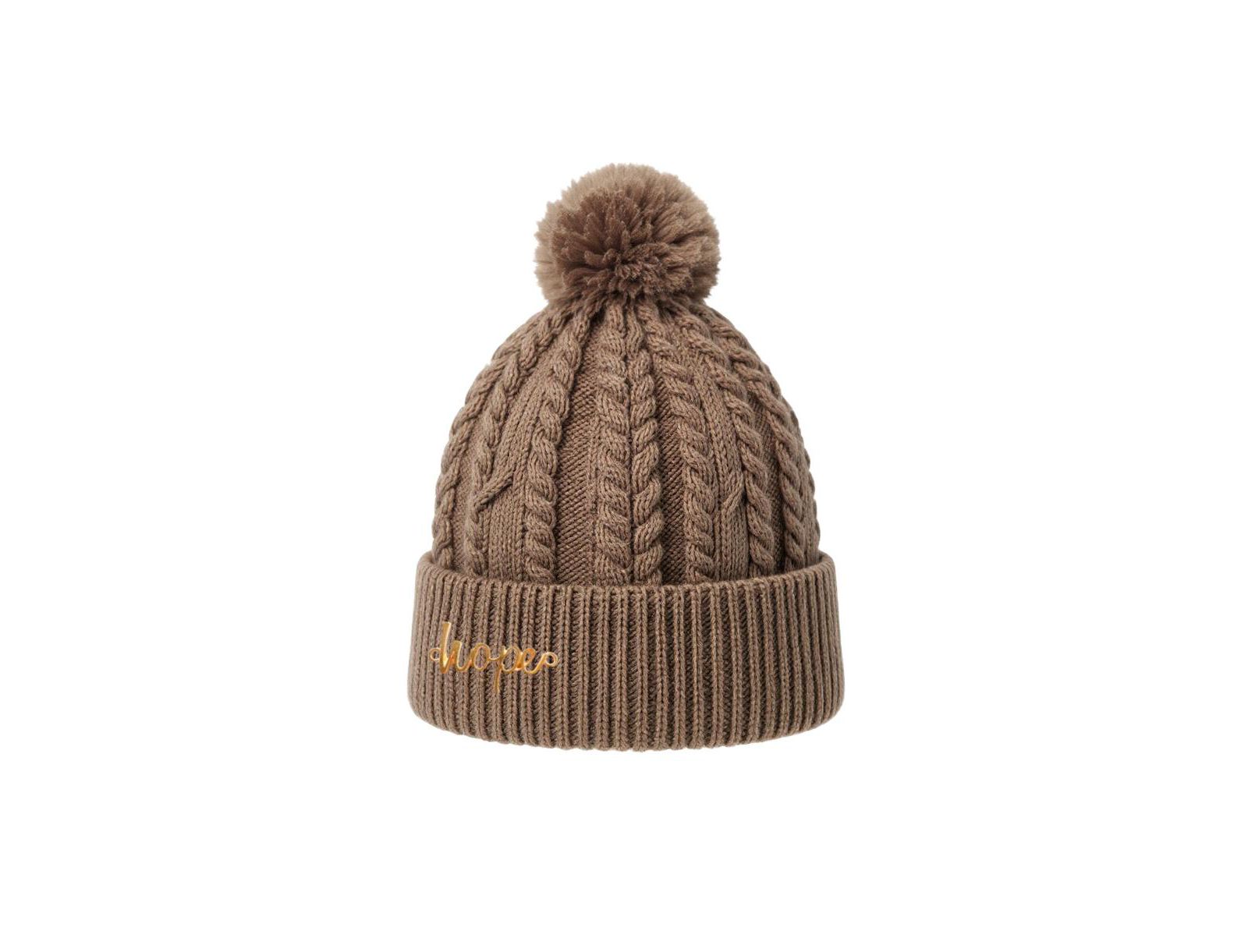 Headbands of Hope Women's Cable Knit Pom-Pom Beanie - Beige