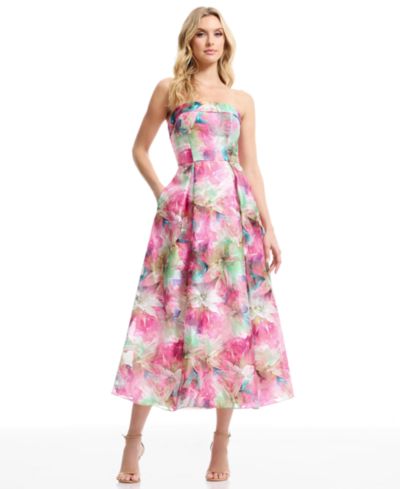 Dress the Population Women's Mika Strapless Floral Dress