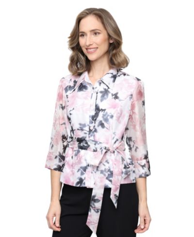 Верх Alex Evenings Petite Printed Collared с воротником