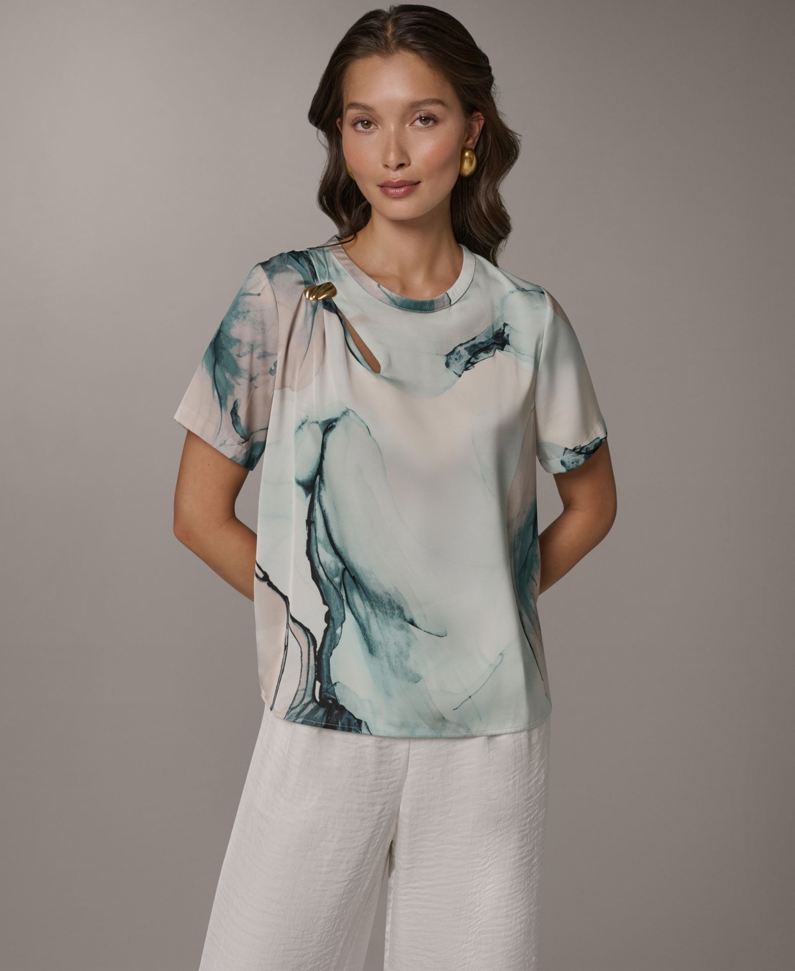 Donna Karan New York Women's Short-Sleeve Crew Neck Top