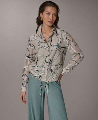 Donna Karan New York Women's Long-Sleeve Printed Shirt