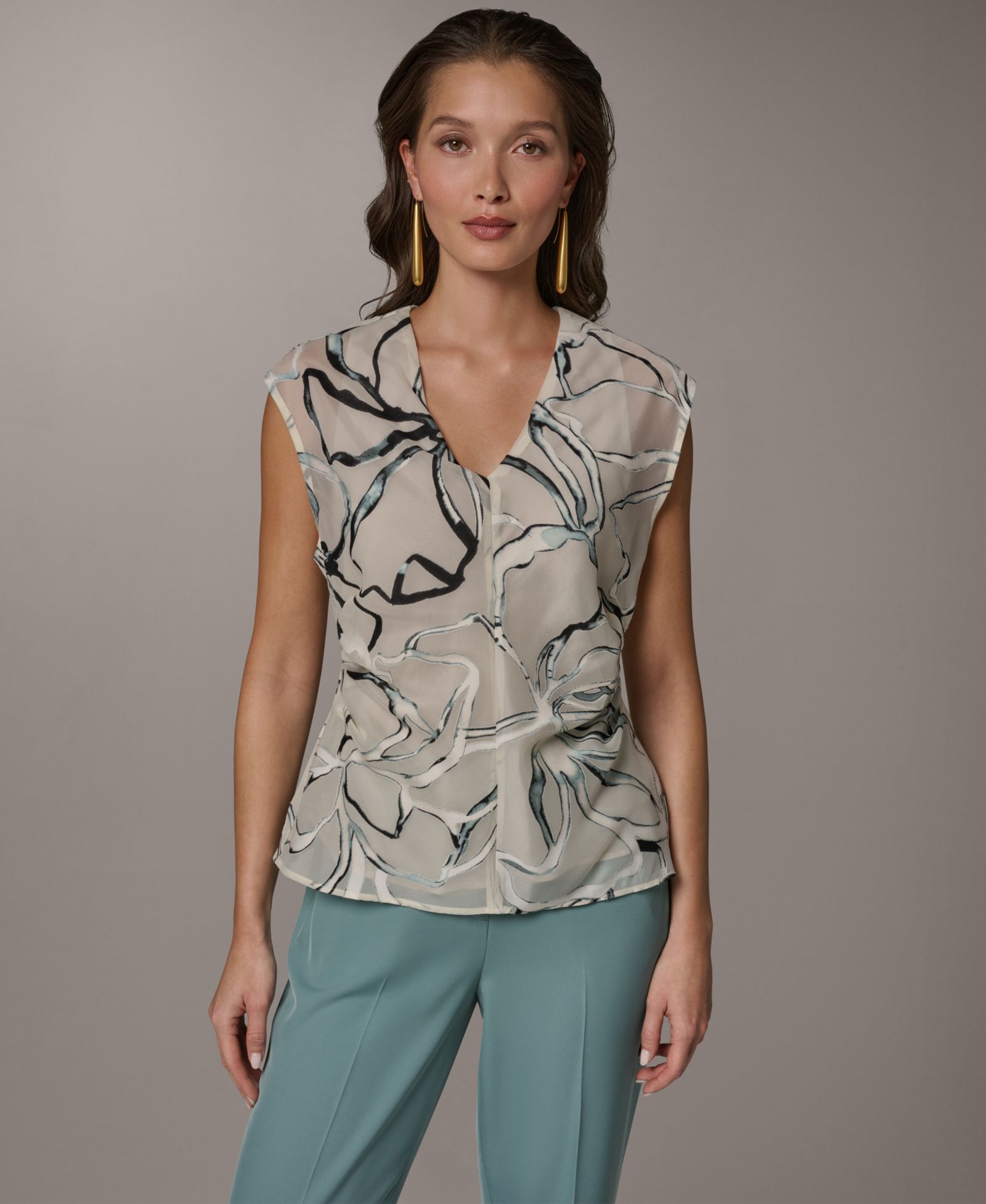 Donna Karan New York Women's Sleeveless V-Neck Top