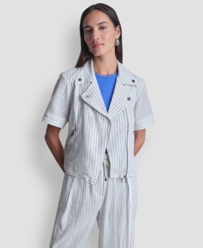 DKNY Женский полосатый жакет с воротником
