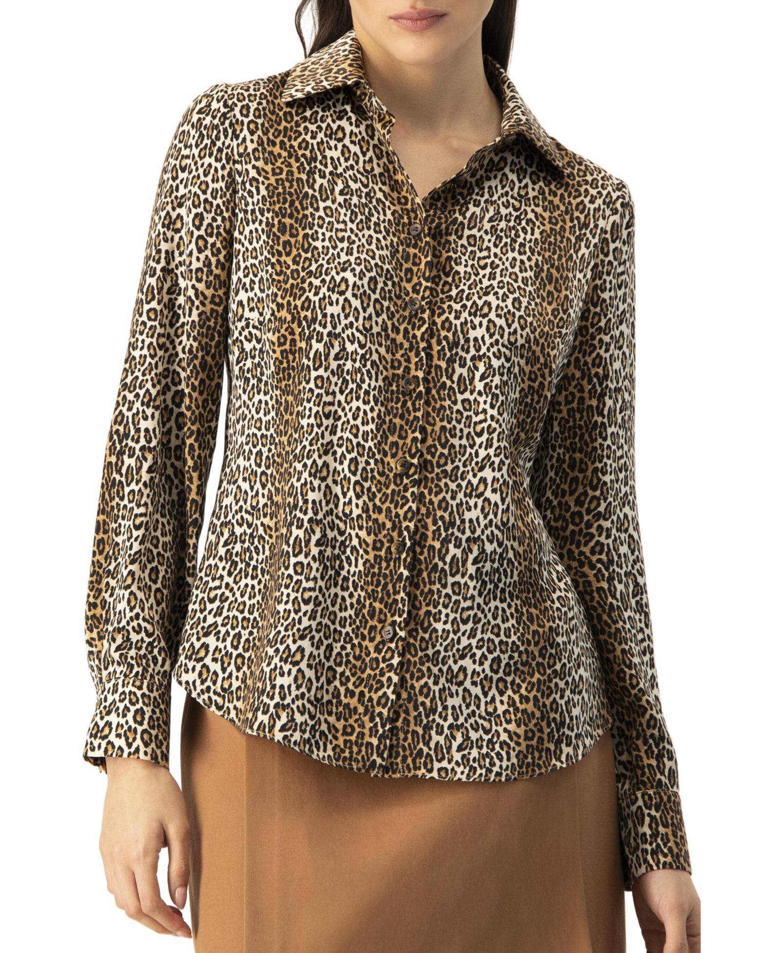 Ivonne Women's Animal Print Satin Shirt