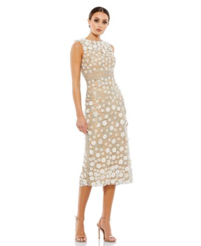 Женское миди-платье Mac Duggal Petite Floral Applique Sleeveless