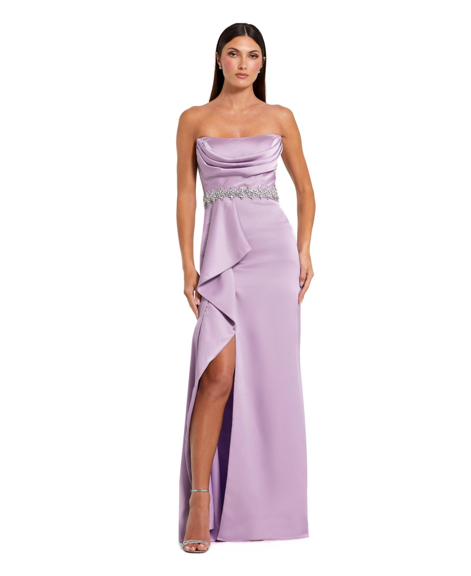 Mac Duggal Women's Strapless Satin Gown With Embellished Belt Detail